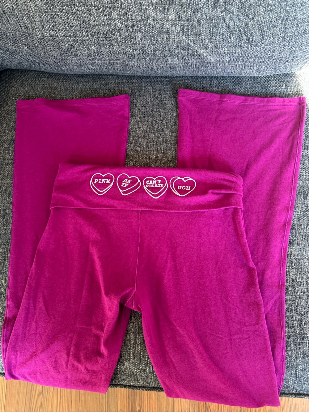 PINK Victoria's Secret Magenta Fold-Over Waist Wide Leg Leggings